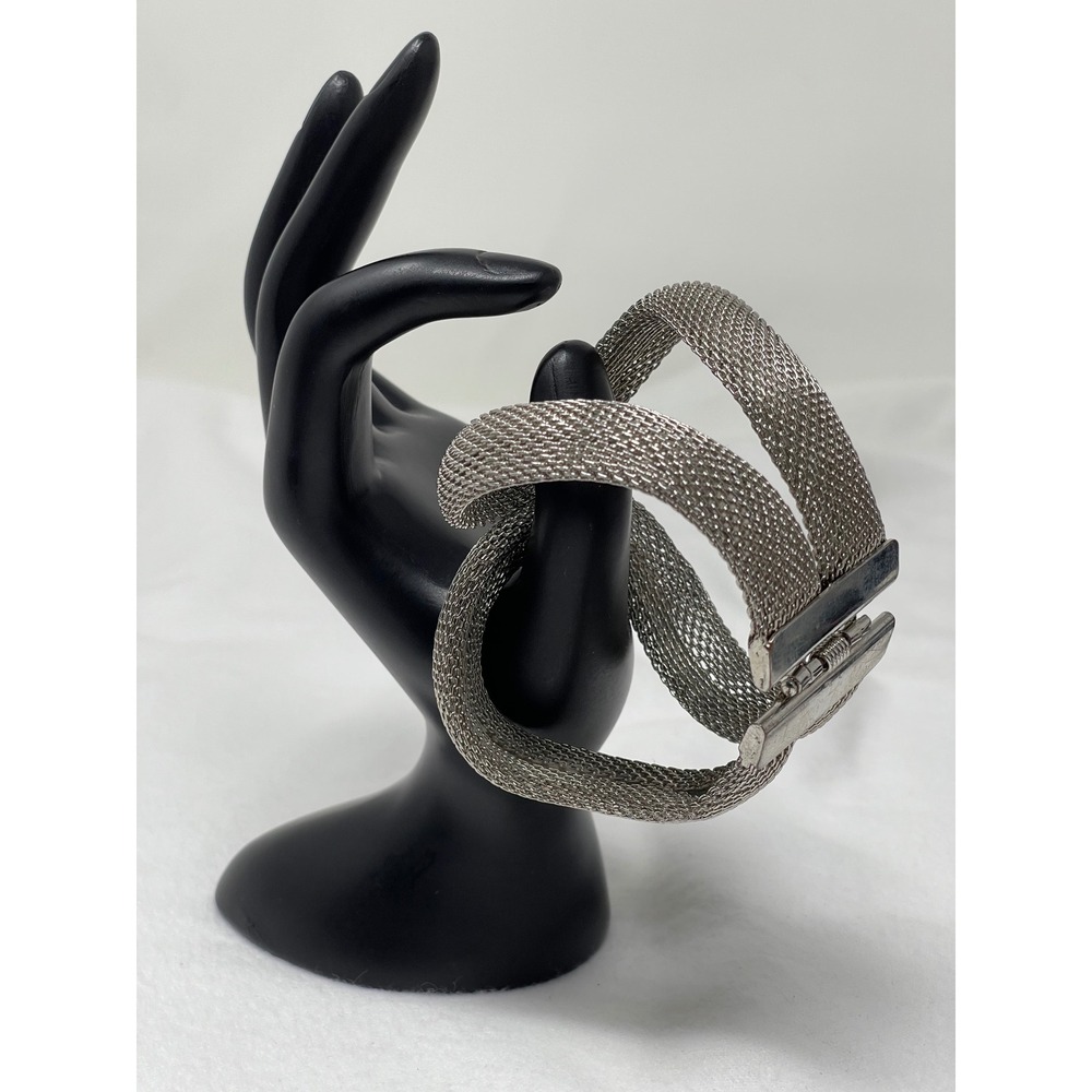 Unbranded Women Mesh Wrap Cuff Bracelet OS Silver Toned Sculptural Statement
